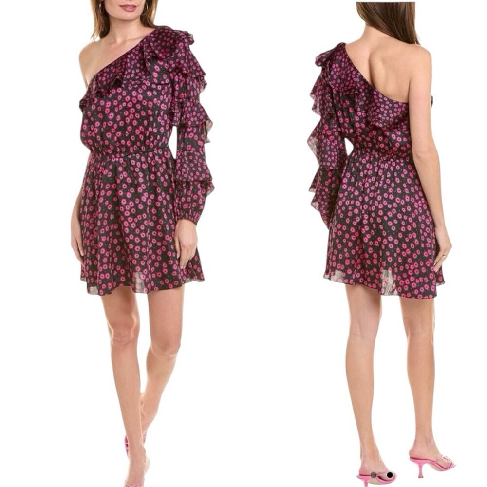 The Kooples Daisy Dots Mini Dress in Black and Pink Size Small US FR 1